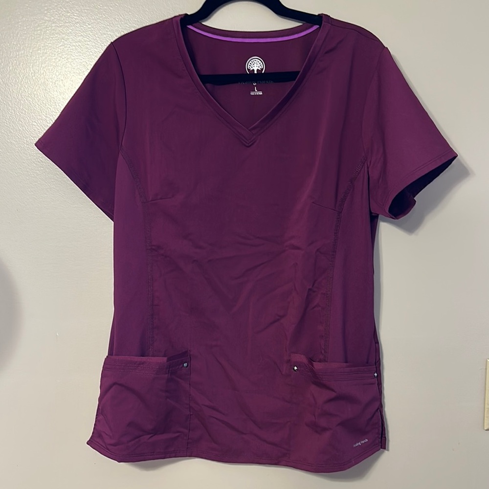 Healing Hands Wine Scrub Top